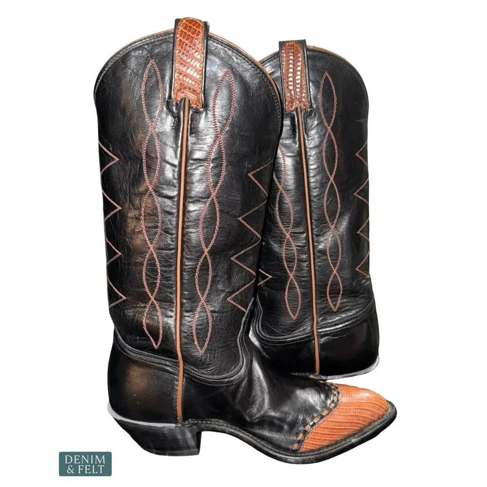 NEW Tony Lama Emilia Black Western Boot Snip Toe Leather‎ Cowgirl Cowboy Classic